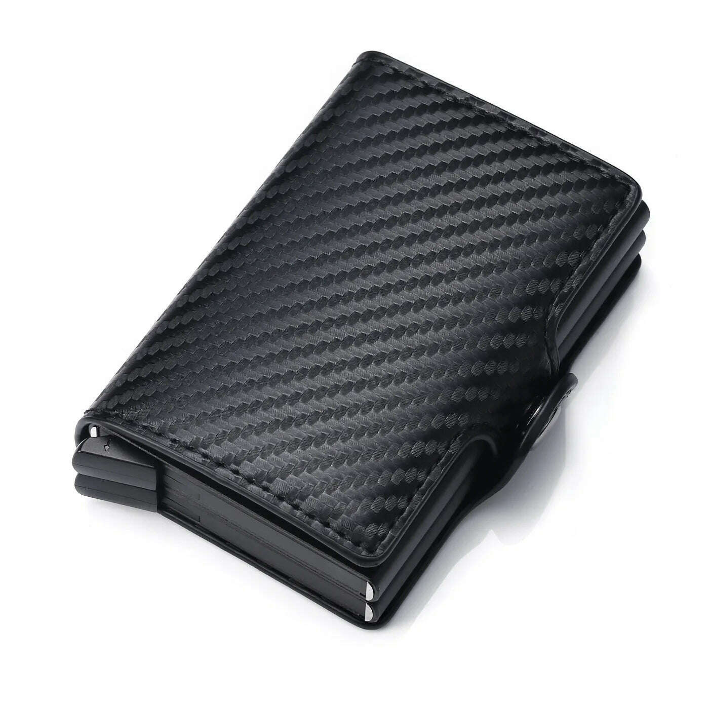 KIMLUD, Carbon Fiber Credit Card Holder Mens Double Anti Rfid Bank Cardholder Case Wallet Metal Business Bank Minimalist Wallet Gift, KIMLUD Womens Clothes