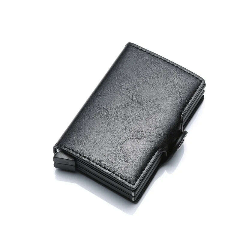 Carbon Fiber Credit Card Holder Mens Double Anti Rfid Bank Cardholder Case Wallet Metal Business Bank Minimalist Wallet Gift - KIMLUD