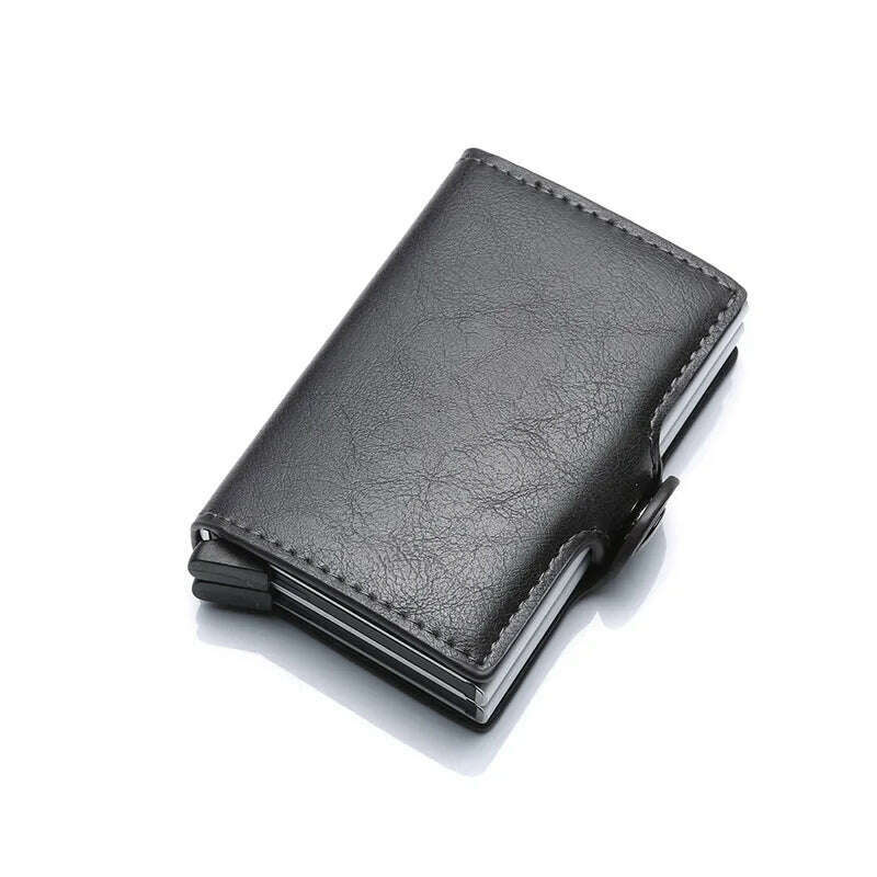 Carbon Fiber Credit Card Holder Mens Double Anti Rfid Bank Cardholder Case Wallet Metal Business Bank Minimalist Wallet Gift - KIMLUD