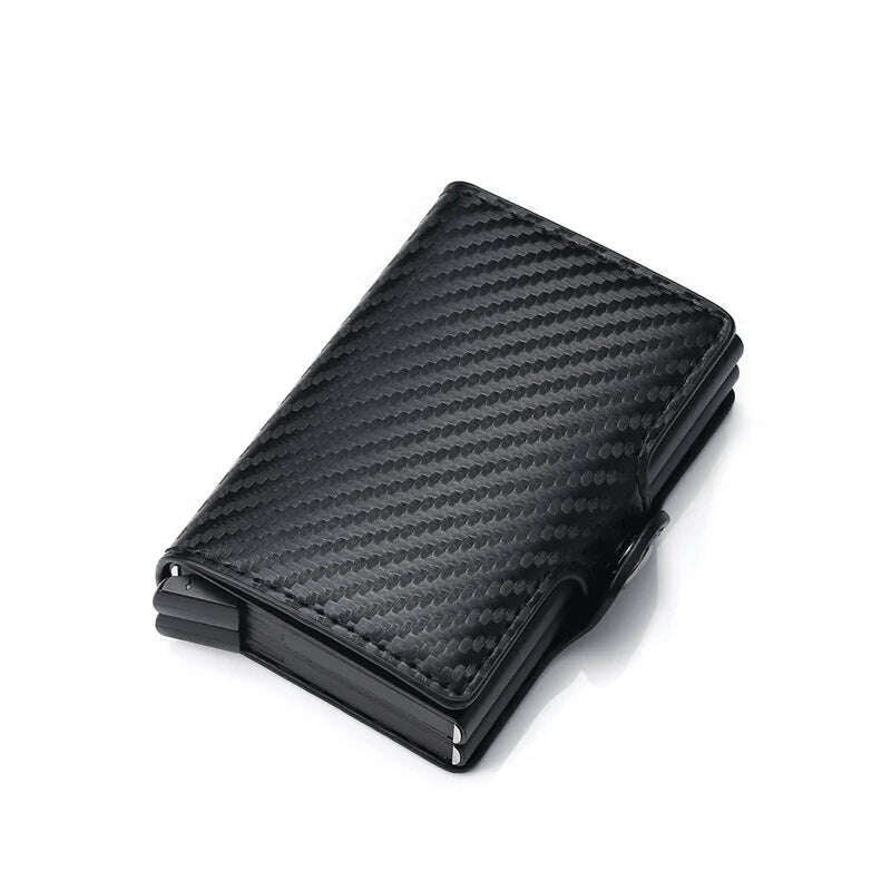 Carbon Fiber Credit Card Holder Mens Double Anti Rfid Bank Cardholder Case Wallet Metal Business Bank Minimalist Wallet Gift - KIMLUD