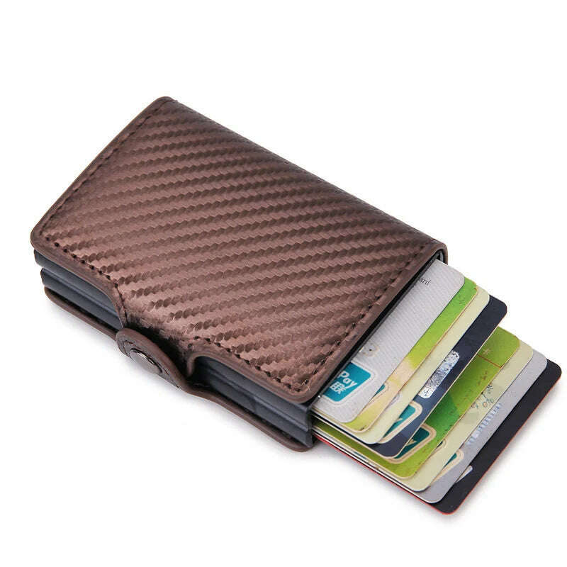 Carbon Fiber Credit Card Holder Mens Double Anti Rfid Bank Cardholder Case Wallet Metal Business Bank Minimalist Wallet Gift - KIMLUD