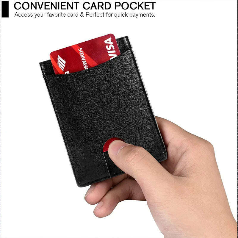 Carbon Fiber Leather Credit Card Holder Men Wallets Rfid Black Minimalist Wallet Gifts for Men Purses Carteira Masculina Caibu - KIMLUD