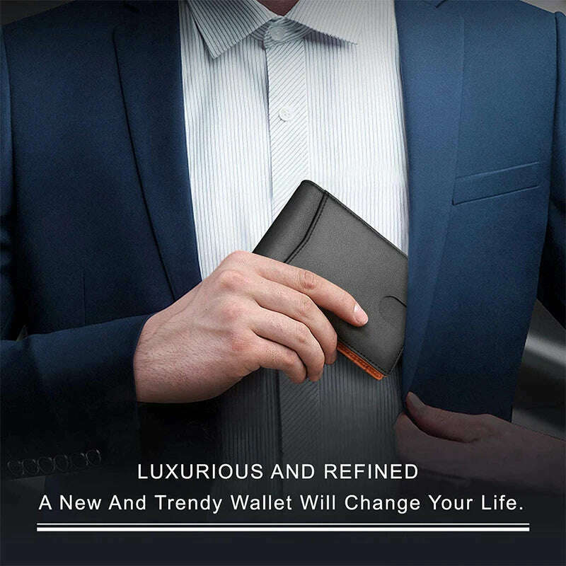 Carbon Fiber Leather Credit Card Holder Men Wallets Rfid Black Minimalist Wallet Gifts for Men Purses Carteira Masculina Caibu - KIMLUD