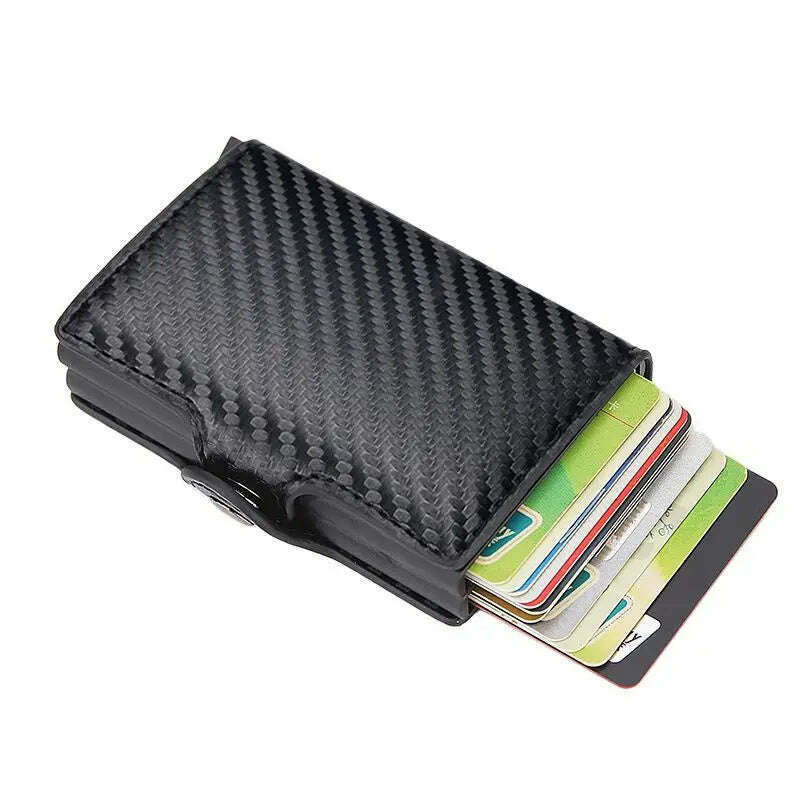 KIMLUD, Carbon Fiber RFID Blocking Protection Men Credit Card Holder Wallet Leather Metal Aluminum Luxury Business Bank Cardholder Case, KIMLUD Womens Clothes