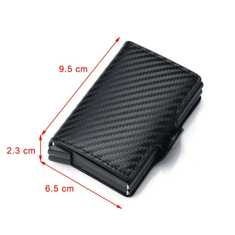 Carbon Fiber RFID Blocking Protection Men Credit Card Holder Wallet Leather Metal Aluminum Luxury Business Bank Cardholder Case - KIMLUD