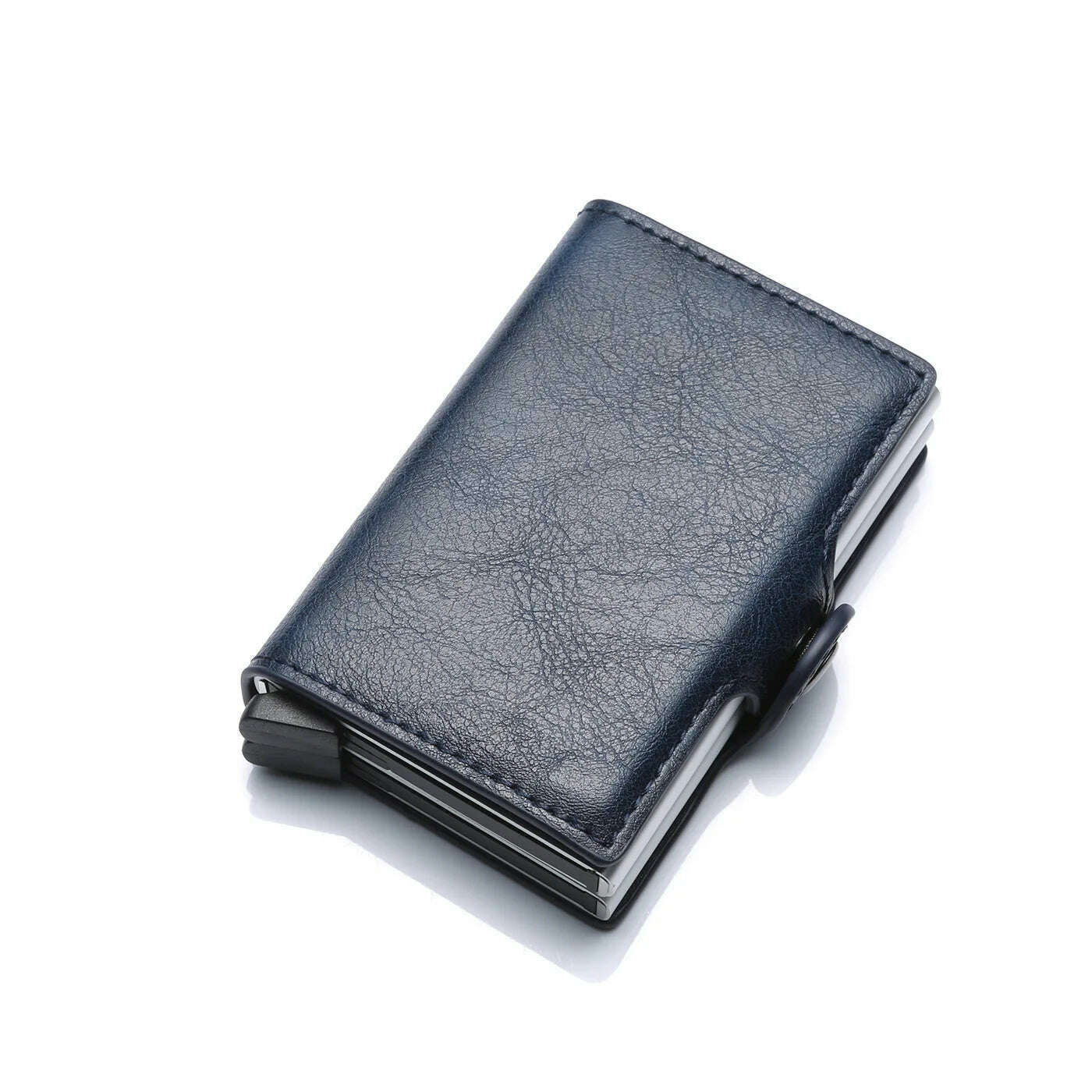 Carbon Fiber RFID Blocking Protection Men Credit Card Holder Wallet Leather Metal Aluminum Luxury Business Bank Cardholder Case - KIMLUD