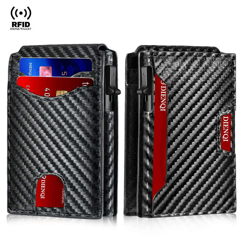 Carbon Fiber Rfid Credit Card Holder Men Wallets Anti Theft Slim Thin Wallet Luxury Cardholder Minimalist Wallet Purse Walet Bag - KIMLUD