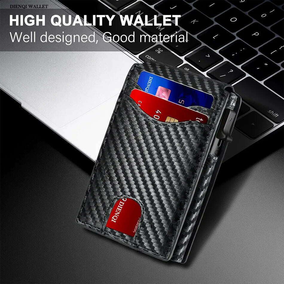 Carbon Fiber Rfid Credit Card Holder Men Wallets Anti Theft Slim Thin Wallet Luxury Cardholder Minimalist Wallet Purse Walet Bag - KIMLUD