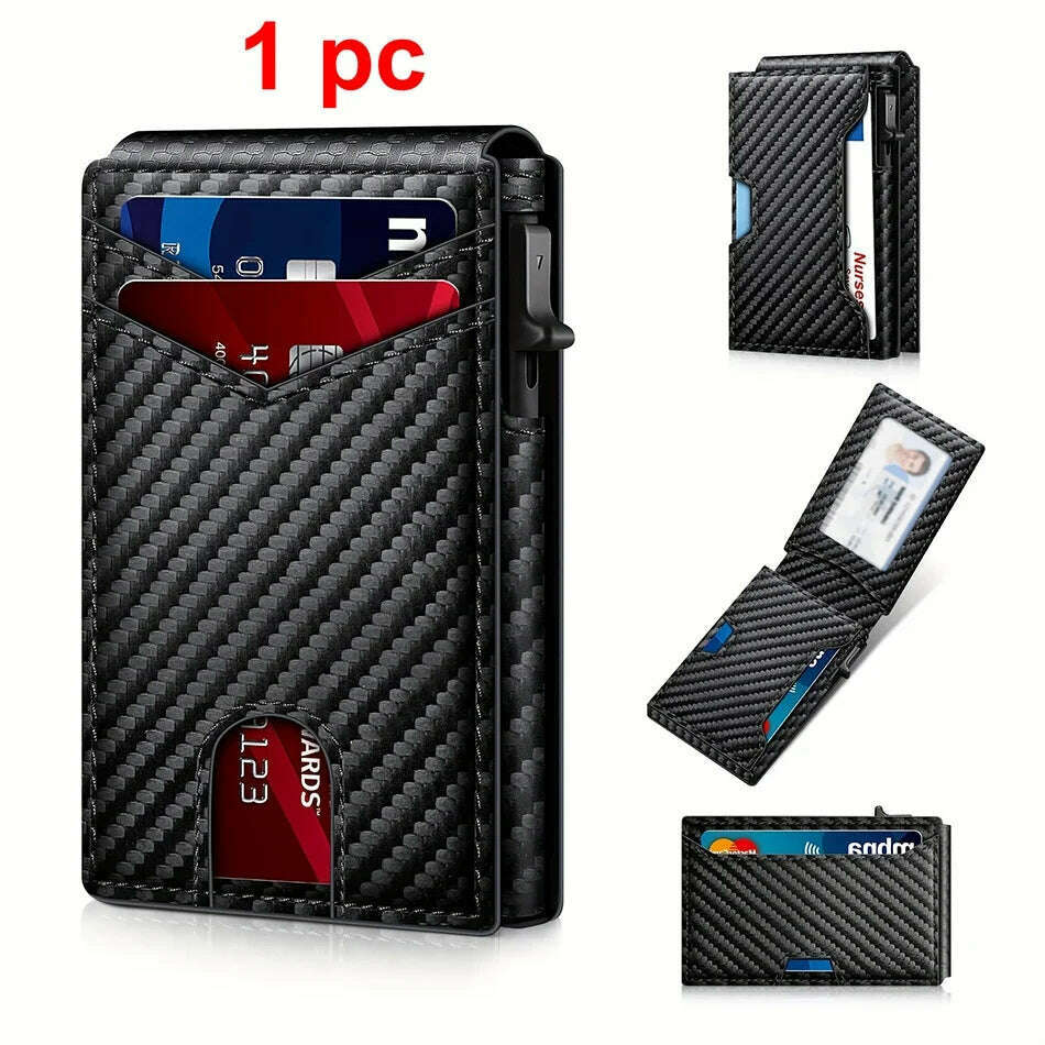 Carbon Fiber Rfid Credit Card Holder Men Wallets Anti Theft Slim Thin Wallet Luxury Cardholder Minimalist Wallet Purse Walet Bag - KIMLUD