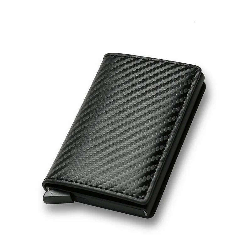 KIMLUD, Carbon Fiber Slim Aluminum Men Wallet ID Credit Card Holder Mini RFID Wallet Automatic Pop up Bank Card Case Black Vallet 2023, KIMLUD Womens Clothes