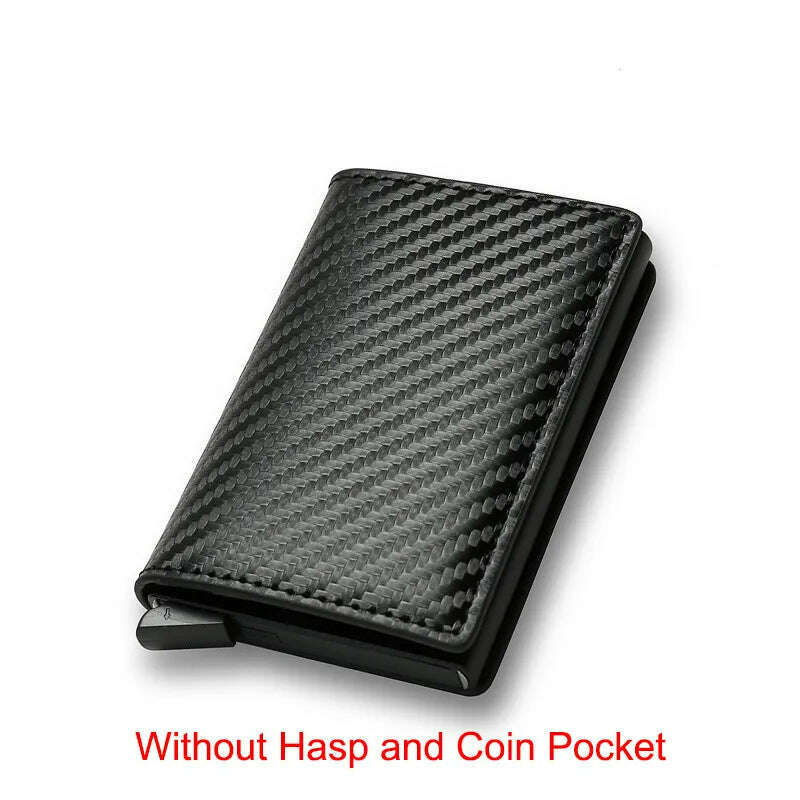 KIMLUD, Carbon Fiber Slim Aluminum Men Wallet ID Credit Card Holder Mini RFID Wallet Automatic Pop up Bank Card Case Black Vallet 2023, Carbon Fiber, KIMLUD Womens Clothes