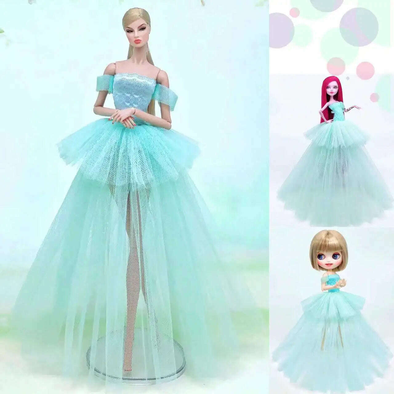 KIMLUD, case for barbie doll clothes Princess dress trailing wedding bride marriage dress for barbie accessories toys house ornaments, KIMLUD Womens Clothes