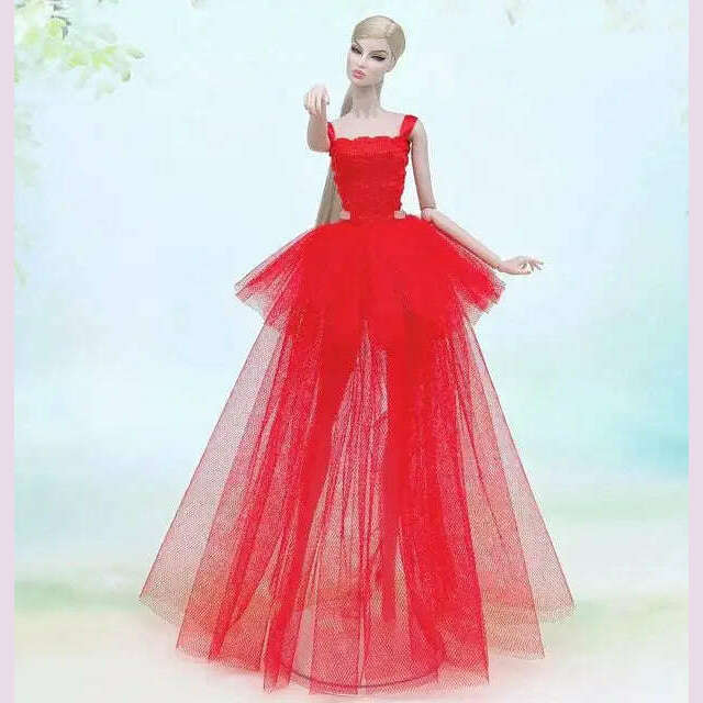 case for barbie doll clothes Princess dress trailing wedding bride marriage dress for barbie accessories toys house ornaments - KIMLUD