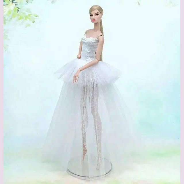 KIMLUD, case for barbie doll clothes Princess dress trailing wedding bride marriage dress for barbie accessories toys house ornaments, KIMLUD Womens Clothes