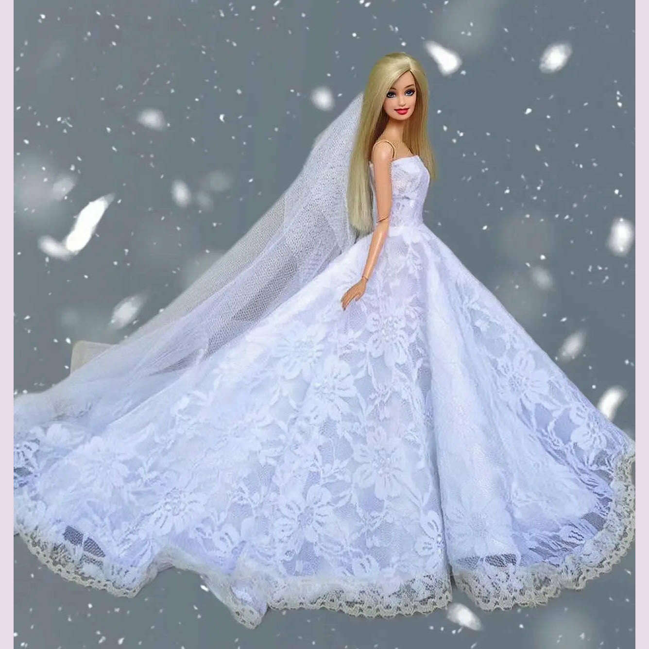 case for barbie doll clothes Princess dress trailing wedding bride marriage dress for barbie accessories toys house ornaments - KIMLUD