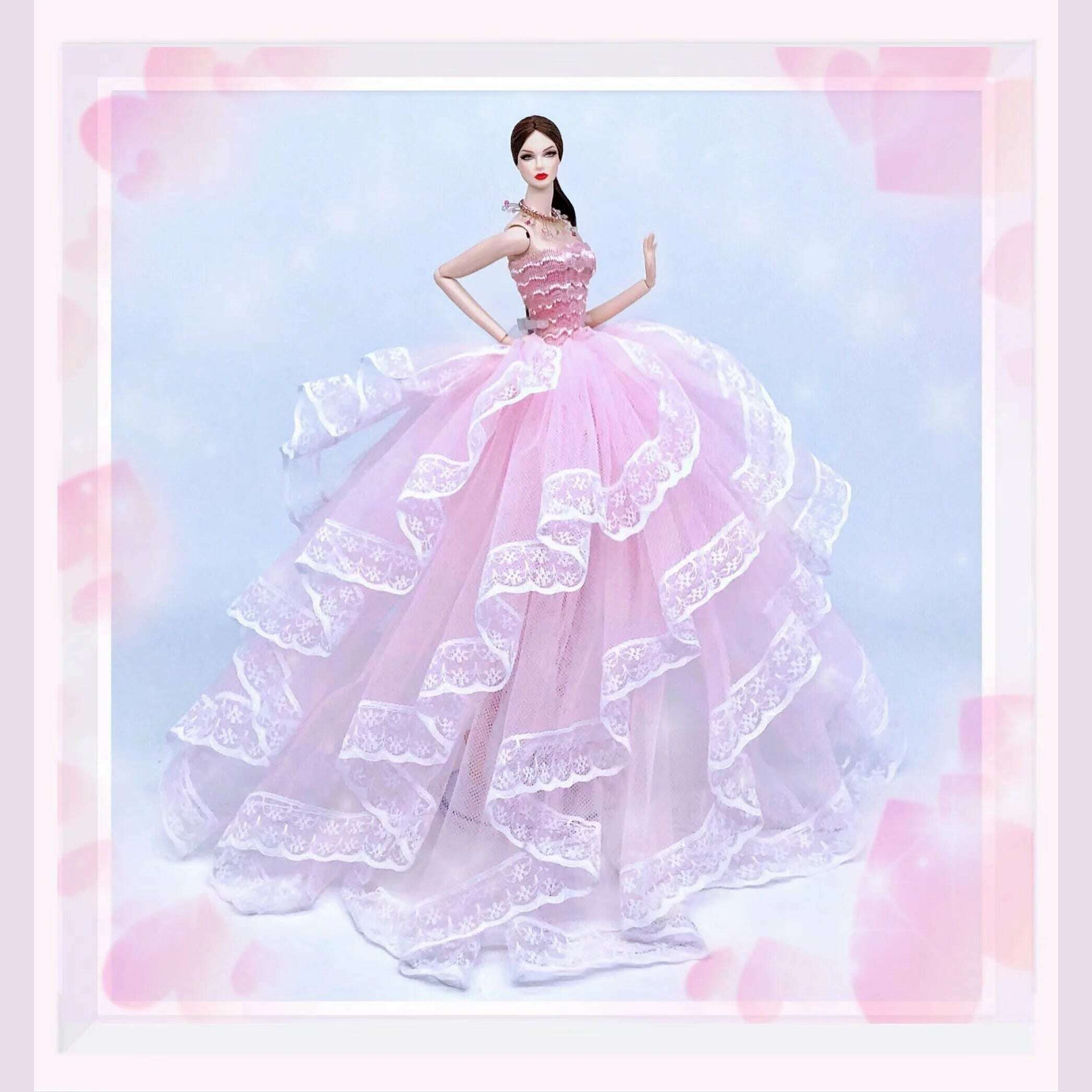 case for barbie doll clothes Princess dress trailing wedding bride marriage dress for barbie accessories toys house ornaments - KIMLUD