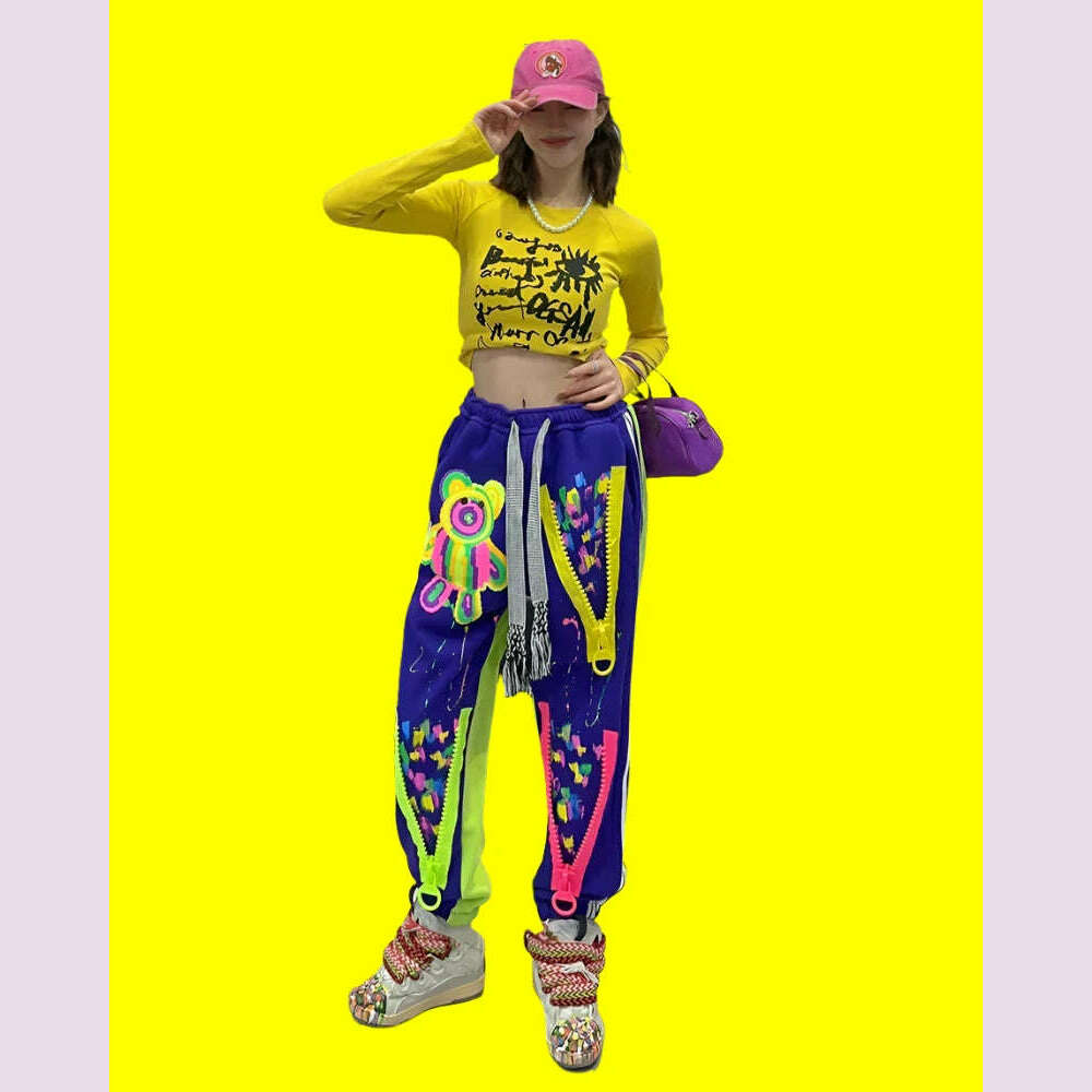 Casual High Waist Slimming Street Graffiti Printing Track Sweatpants for Women Ankle-Tied Loose Fit Spring Summer 2024 - KIMLUD