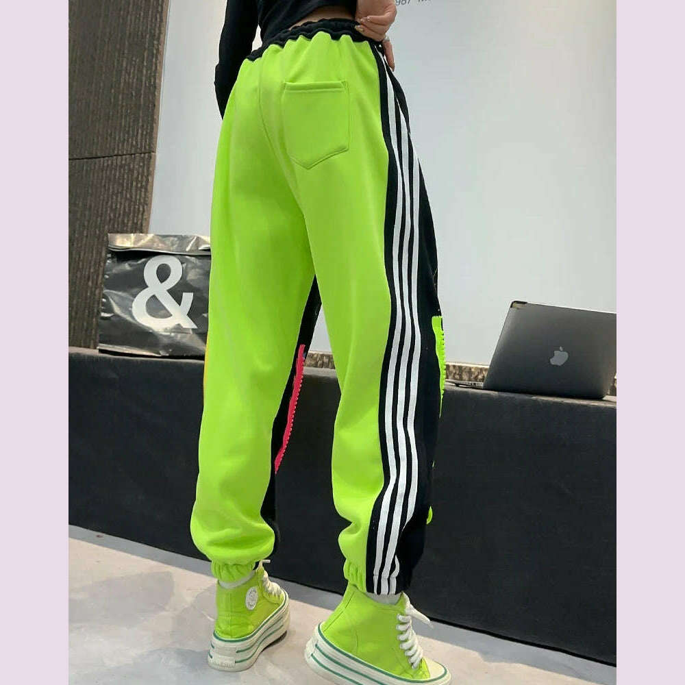 Casual High Waist Slimming Street Graffiti Printing Track Sweatpants for Women Ankle-Tied Loose Fit Spring Summer 2024 - KIMLUD