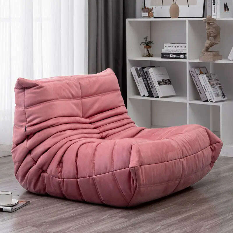 KIMLUD, Caterpillar Lazy Sofa, Bedroom, Technology Fabric, Small Unit Living Room, Leisure Chair, Netting Red, Modern Single Person Sofa, suede3, KIMLUD Womens Clothes