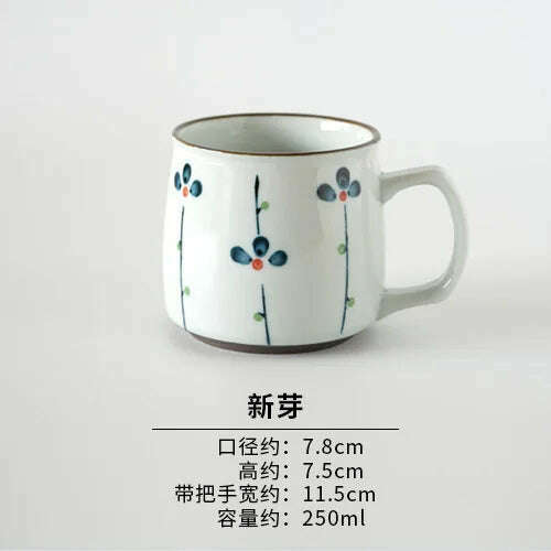 KIMLUD, Ceramic Mug Japanese Style Hand-painted Tea Mugs Home Drinking Cup Coffee Mug TeaCup Office Water Cup Kitchen Drinking Tool, B / 250ml, KIMLUD Womens Clothes