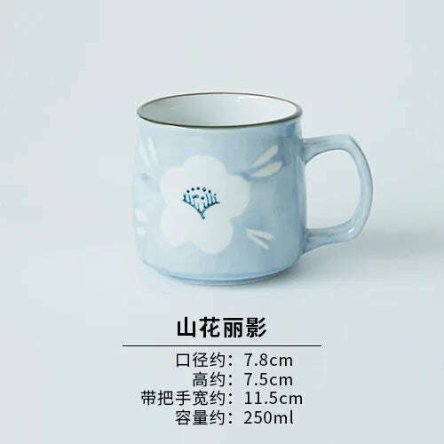 KIMLUD, Ceramic Mug Japanese Style Hand-painted Tea Mugs Home Drinking Cup Coffee Mug TeaCup Office Water Cup Kitchen Drinking Tool, A / 250ml, KIMLUD Womens Clothes