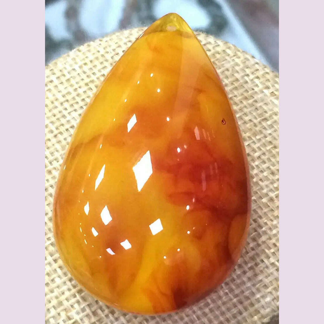 KIMLUD, Certificate Natural Mexican Amber Beeswax  Water Drop Pendant 35*60*25mm, KIMLUD Womens Clothes