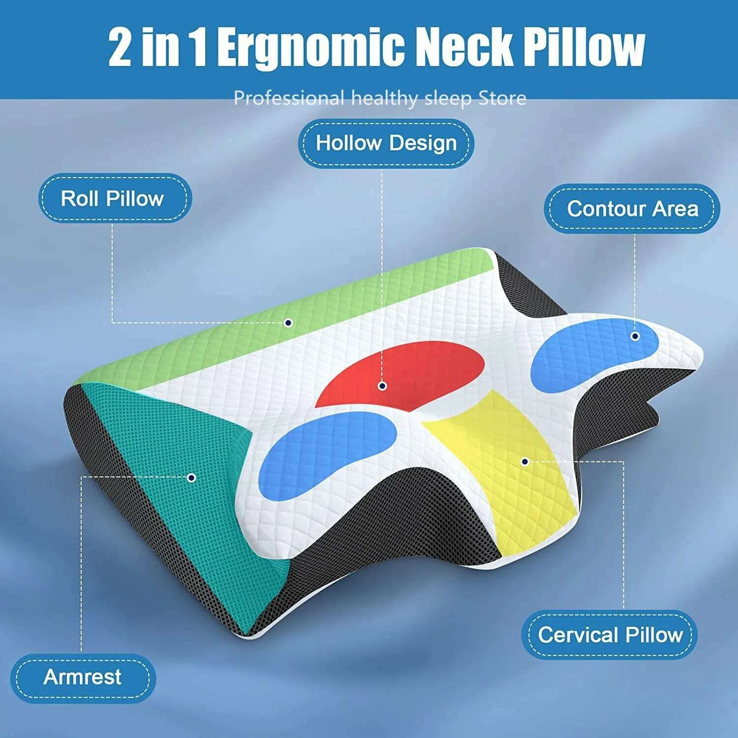 Cervical Memory Foam Pillow Contour Pillow for Neck and Shoulder Pain Orthopedic Sleep Neck Contour Pillow for Side Sleeping - KIMLUD