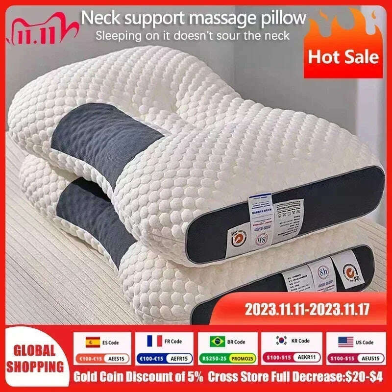 KIMLUD, Cervical Orthopedic Neck Pillow Help Sleep And Protect The Pillow Neck Household Soybean Fiber SPA Massage Pillow For Sleeping, KIMLUD Womens Clothes