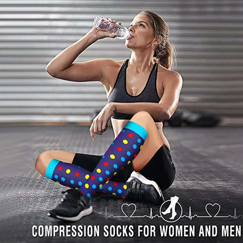 KIMLUD, CFS Compression Socks Women Men Knee Stocking 20-30mmHg Edema Diabetes Varicose Veins Nurse Compression Socks Running Sport Sock, KIMLUD Womens Clothes