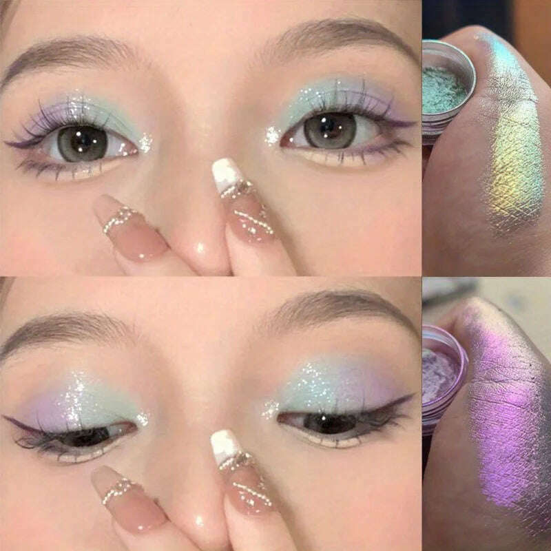 Chameleon Glitter Eyeshadow Pearly Shimmer For Brightening Contouring, Metallic Gradient Colors Easy Lazy Eye Makeup Festivals - KIMLUD