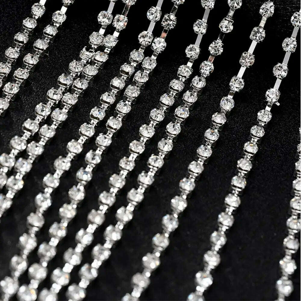 KIMLUD, Charming Crystal Tassel Headpiece Chain Hat Stage Performance Jewelry Long Multilayer Rhinestone Hair Chain Tiara Nightclub, KIMLUD Womens Clothes