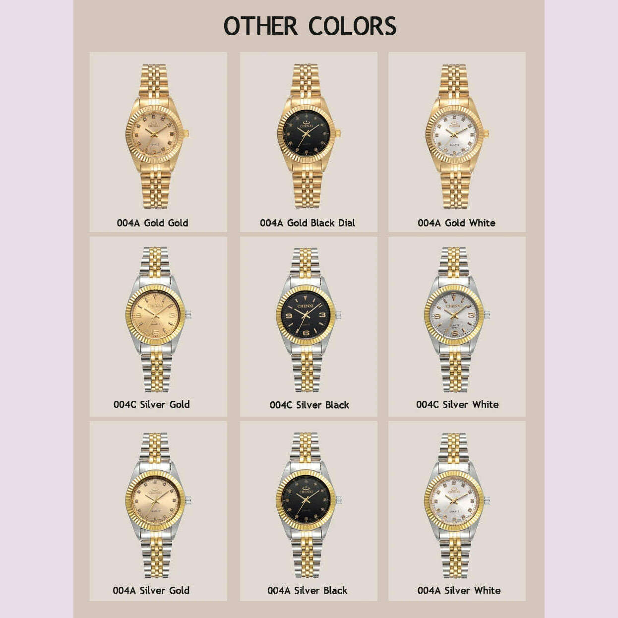 KIMLUD, CHENXI Women Quartz Watch Golden & Silver Classic Female Elegant Clock Watches Luxury Gift Ladies Waterproof Wristwatch, KIMLUD Womens Clothes