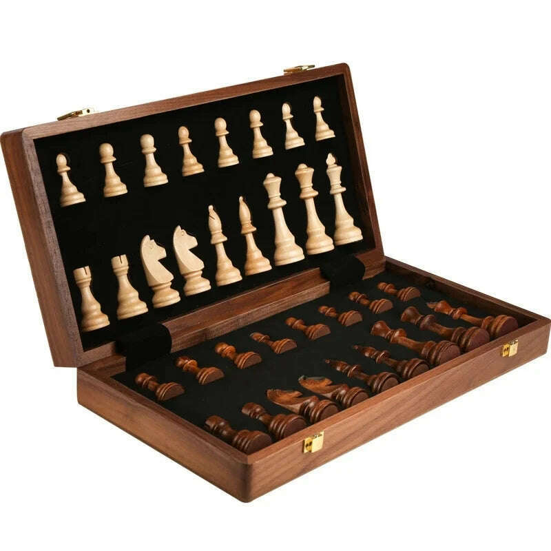 KIMLUD, Chess Pieces Solid Wood with More than 2 High-grade Wooden Folding Board Match Game Entertainment 39*39cm/15.35in, 1set, KIMLUD APPAREL - Womens Clothes