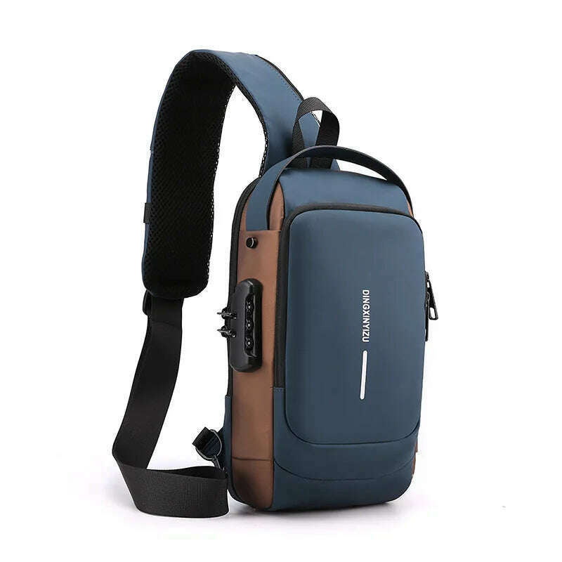 Chest Bag for Men Crossbody Bag Waterproof USB Shoulder Bag Anti-Theft Travel Messenger Chest Sling Pack Fashion Luxury Designer - KIMLUD