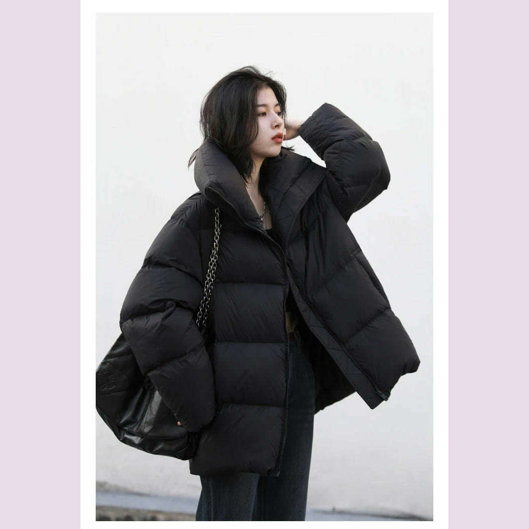 CHIC VEN Women Down Coats Long Sleeve New Soft Solid Lightweight Bread Down Jacket Female Warm Coat Lapel Outerwear Winter 2023 - KIMLUD