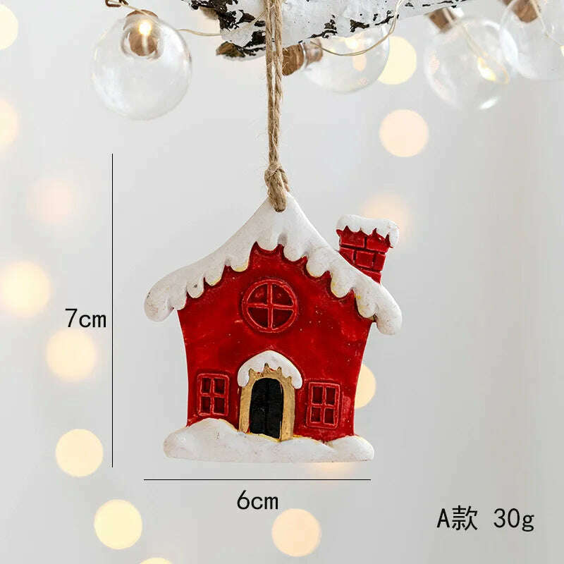 Christmas Decoration Crafts Small Resin Pendant Cute Horse Reindeer Pattern Design Xmas Tree Pendant Christmas Tree Decorations - KIMLUD