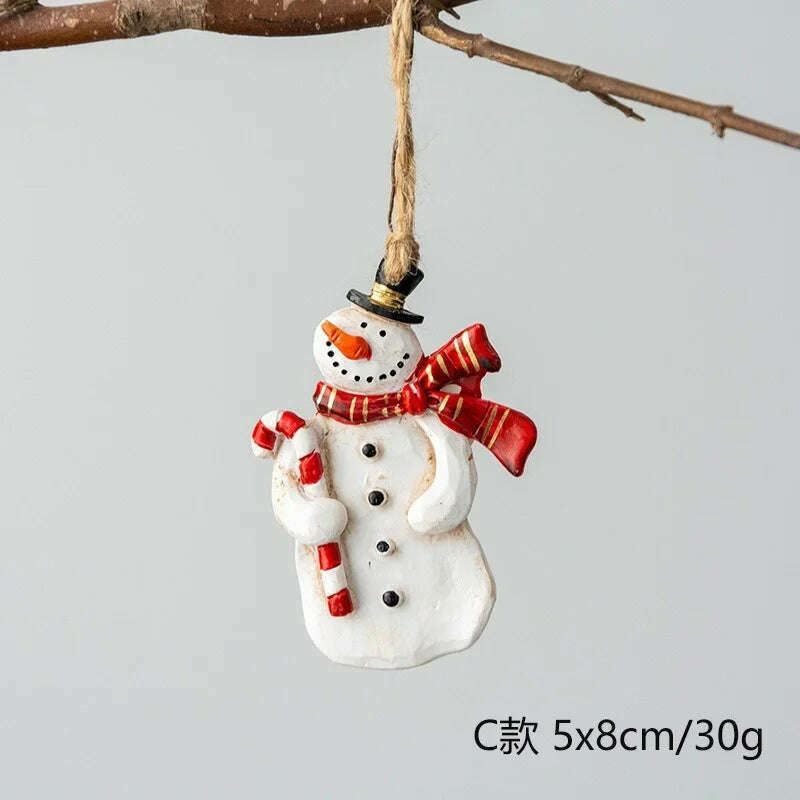 Christmas Decoration Crafts Small Resin Pendant Cute Horse Reindeer Pattern Design Xmas Tree Pendant Christmas Tree Decorations - KIMLUD