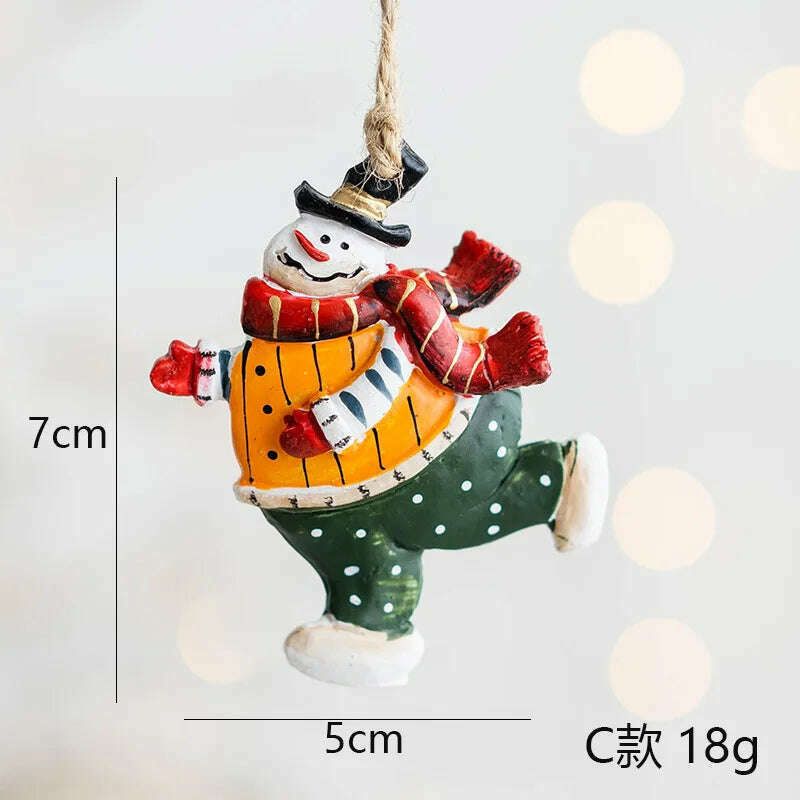 Christmas Decoration Crafts Small Resin Pendant Cute Horse Reindeer Pattern Design Xmas Tree Pendant Christmas Tree Decorations - KIMLUD