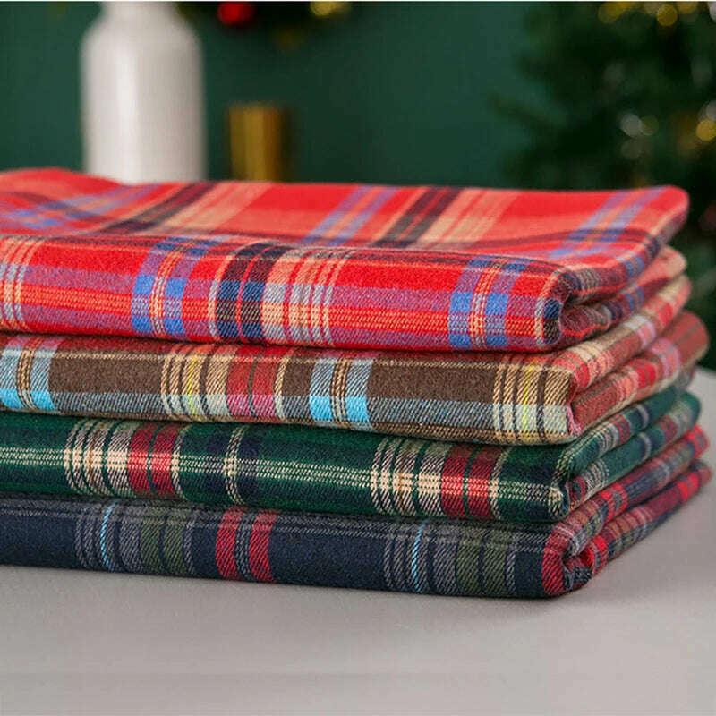 KIMLUD, Christmas Tablecloth Green Plaid 2024 New Year Table Cover  Family Gathering Restaurant Photo Atmosphere Party Home Decorations, KIMLUD Womens Clothes