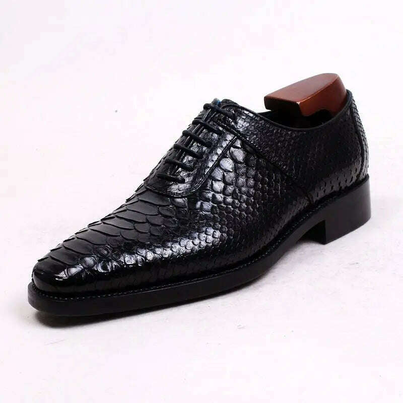 cie Handmade Goodyear Welted Python Leather Men Shoe Breathable Leather Bottom Outsole - KIMLUD