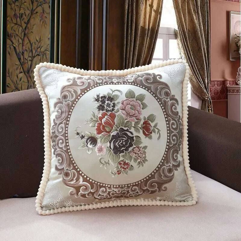 KIMLUD, Classic Europe Style Pillowcase Cushion Cover Home Decorative Sofa Cushion Cover Chair Car Throw Pillow Case, Beige1 / 480mm*480mm, KIMLUD APPAREL - Womens Clothes