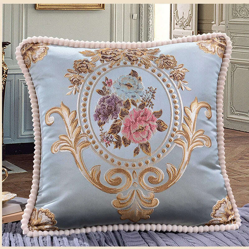 KIMLUD, Classic Europe Style Pillowcase Cushion Cover Home Decorative Sofa Cushion Cover Chair Car Throw Pillow Case, Blue2 / 480mm*480mm, KIMLUD APPAREL - Womens Clothes