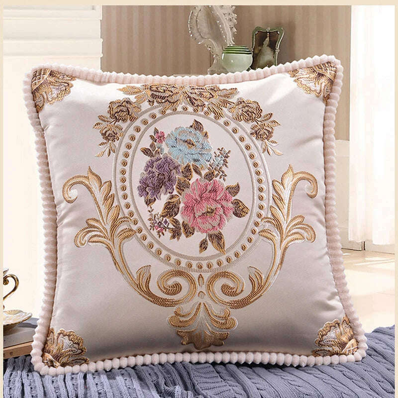 KIMLUD, Classic Europe Style Pillowcase Cushion Cover Home Decorative Sofa Cushion Cover Chair Car Throw Pillow Case, Beige2 / 480mm*480mm, KIMLUD APPAREL - Womens Clothes