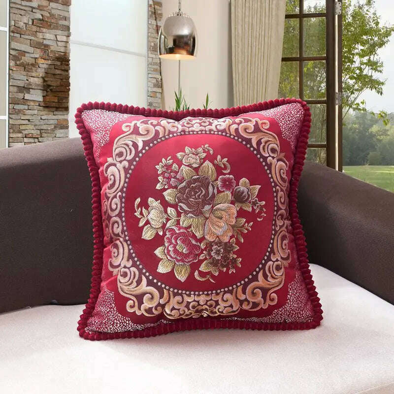 KIMLUD, Classic Europe Style Pillowcase Cushion Cover Home Decorative Sofa Cushion Cover Chair Car Throw Pillow Case, Red1 / 480mm*480mm, KIMLUD APPAREL - Womens Clothes