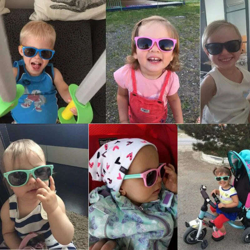 Classic Kids Silicone Sunglasses UV400 Eyewear for Boys Girls TR90 Goggles Children Sunglasses UV Protection Kids Eyewear - KIMLUD