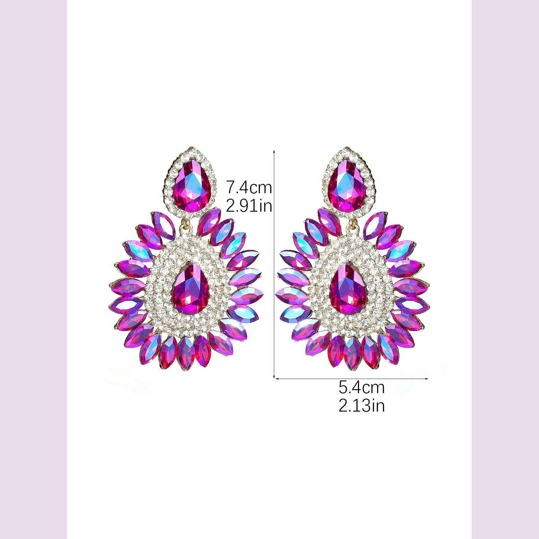 KIMLUD, Classic luxury colored glass rhinestone sunflower earrings design sense of fashion personality temperament versatile earrings, KIMLUD Womens Clothes