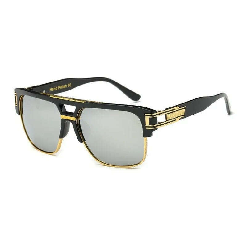 KIMLUD, Classic Luxury Men Sunglasses Glamour Fashion Brand Sun Glasses For Women Mirrored Retro Vintage Square Designer Shades, C06 / MERCELYN, KIMLUD Womens Clothes