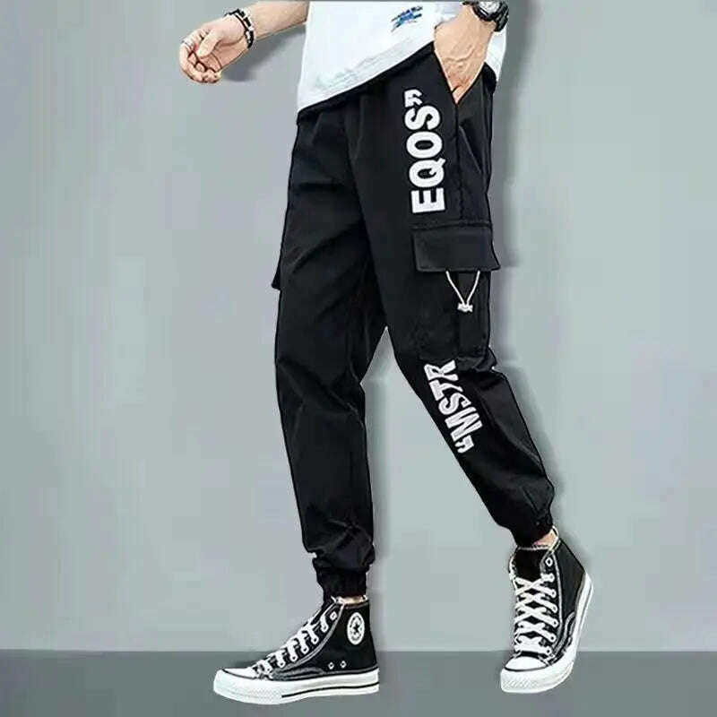 KIMLUD, Classic Streetwear Casual Men Ribbons Harem Jogging Pants Male Slim Fit Spring Cargo Pants Multi-Pockets Women Trousers Jo, S / K9, KIMLUD APPAREL - Womens Clothes