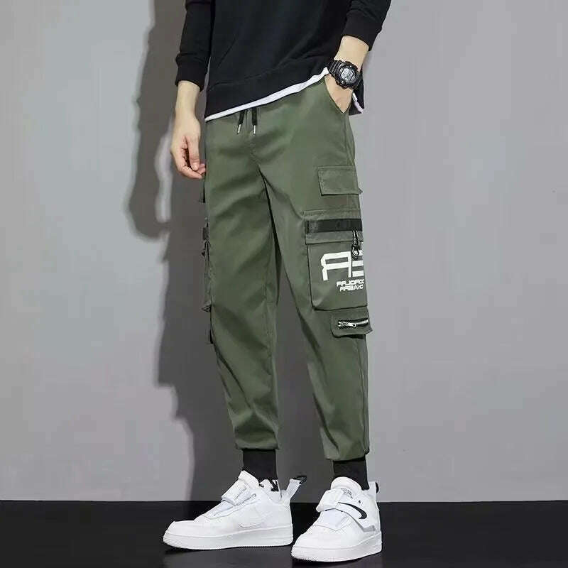 KIMLUD, Classic Streetwear Casual Men Ribbons Harem Jogging Pants Male Slim Fit Spring Cargo Pants Multi-Pockets Women Trousers Jo, KIMLUD Womens Clothes