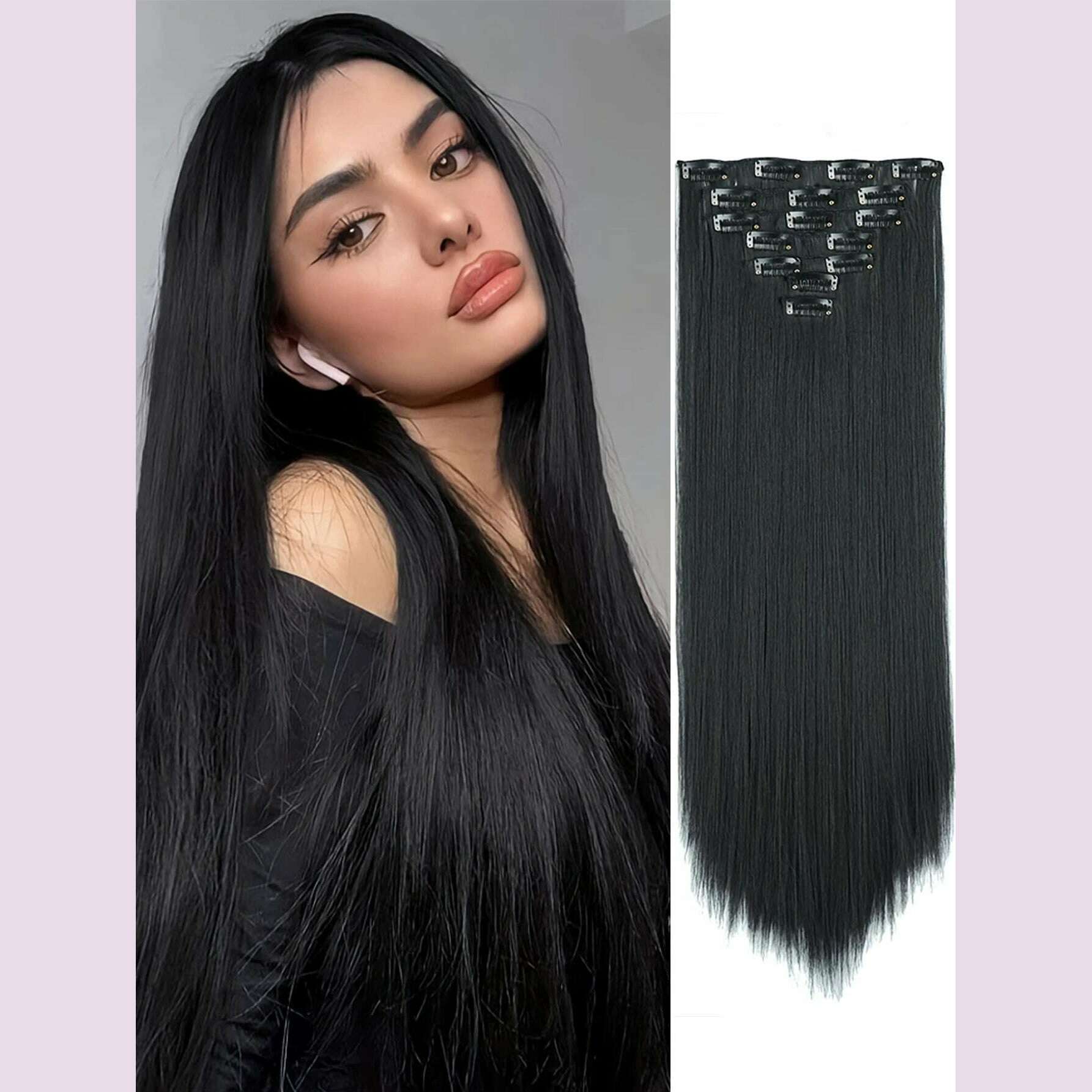 Clip in Hair Extensions 22 Inch Brown Mix Blonde Long Hair Extensions Clip Ins 7PCS Soft Synthetic Hairpieces for Women - KIMLUD